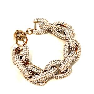 Chunky gold & pave rhinestone link bracelet